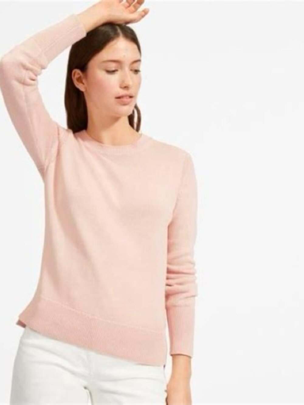 Everlane The Soft Cotton Crew Neck Sweater in Blush Pink Size Large NWOT